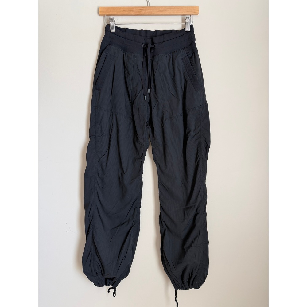 Lululemon Dance Studio Pants Women 6 Black Ruched Full Length Lined Drawstring